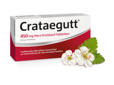 Packshot Crataegutt 450mg mit Weissdornbluete